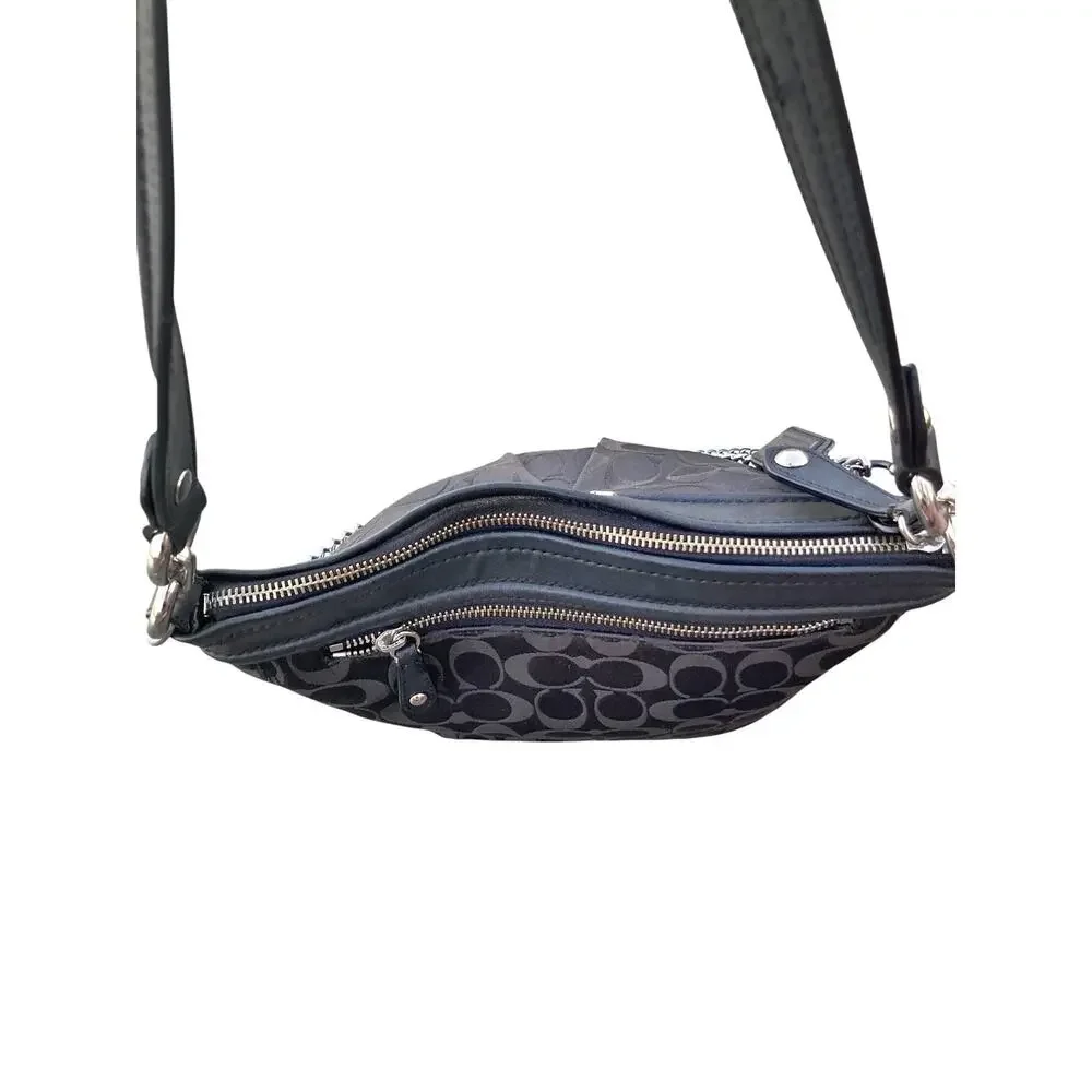 Y2K Coach Ashley Signature C Sateen F20111 Shoulder Hobo Bag Chain Jacquard EUC